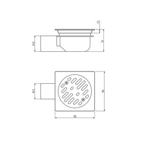 Pileta acero inoxidable 10x10 cm negro