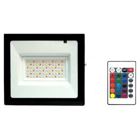 Reflector LED con control remoto 50W 16.5 cm luz RGB negro