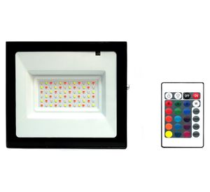 Reflector LED con control remoto 50W 16.5 cm luz RGB negro