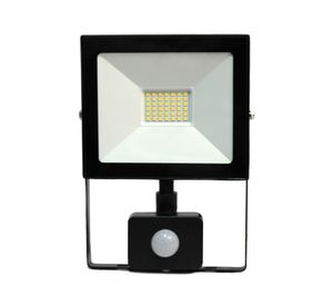 Reflector LED con sensor 30W 14 cm luz fría negro