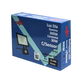 Reflector LED con sensor 30W 14 cm luz fría negro