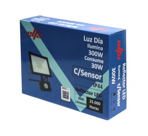 Reflector LED con sensor 30W 14 cm luz fría negro