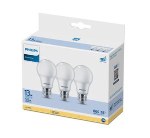 Pack 3 ampolletas led 13 W E27 luz cálida EcoHome