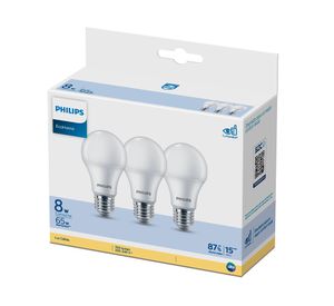 Pack 3  ampolletas led 8 W E27 luz cálida EcoHome