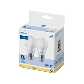 Pack 2 ampolletas led 13 W E27 luz cálida EcoHome