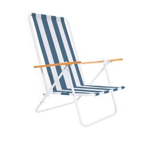 Silla de playa plegable Confort líneas azul