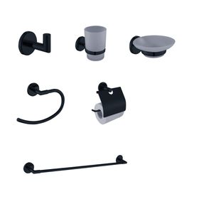 Set accesorios baño Olga negro 6 piezas