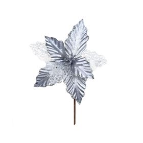 Flor navideña Ponsettia mixta silver