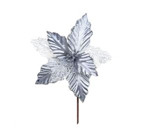 Flor navideña Ponsettia mixta silver