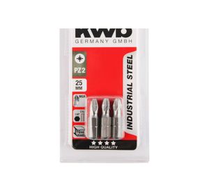 Punta pozidrive PZ2 1/4'' 25 mm 3 unidades KWB