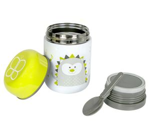 Termo 300 ml + cuchara + tazón infantil Foöd blanco/lima Bbluv