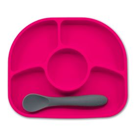 Plato + cuchara infantil silicona pink Bbluv