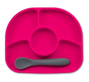 Plato + cuchara  infantil silicona pink Bbluv