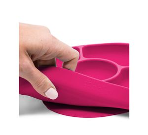 Plato + cuchara  infantil silicona pink Bbluv