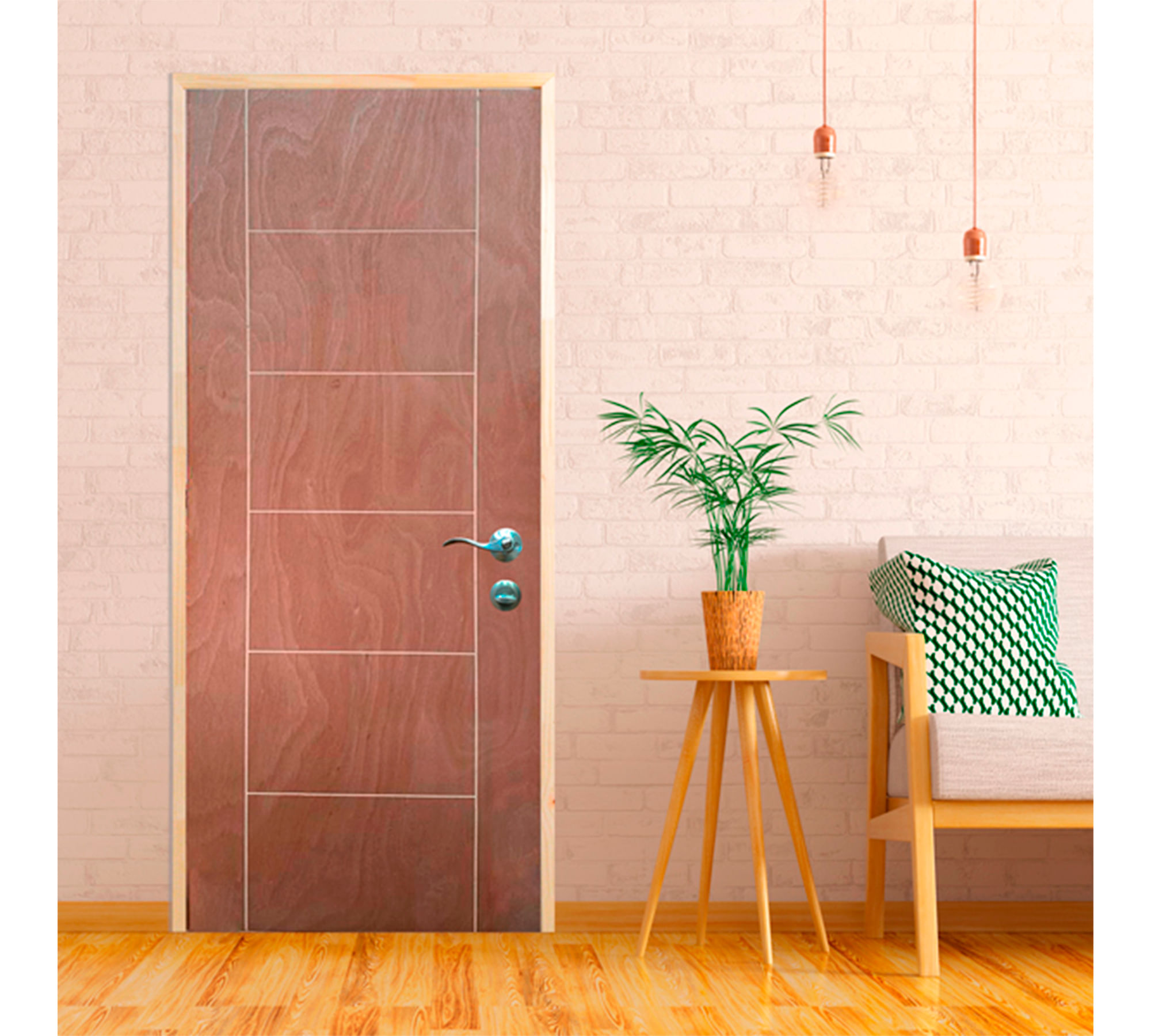Puerta terciado ruteada azapa 60x200 cm