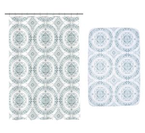 Cortina 180x180 cm + piso baño 40x60 cm Mandala