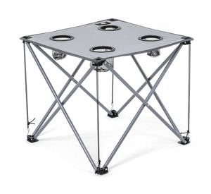 Mesa camping con posavasos