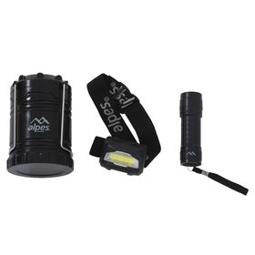 Pack linterna+lámpara camping luz frontal