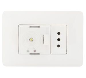 Placa armada toma corriente + luz emergencia Bticino