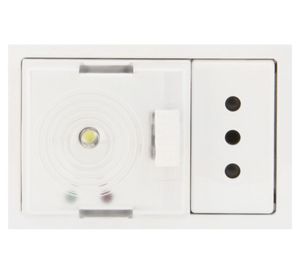 Placa armada toma corriente + luz emergencia Bticino