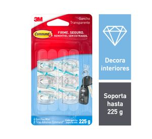 Mini ganchos transparentes 6 unidades Command