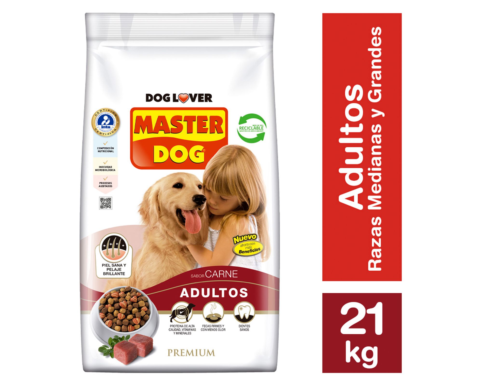 Alimento seco perros adulto sabor carne 21 kg a $34.990