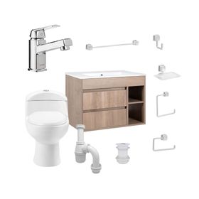 Mueble vanitorio Paris 60 cm lenga + WC + grifería + desagüe/sifón + accesorios