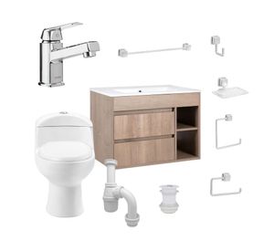 Mueble vanitorio Paris 60 cm lenga + WC + grifería + desagüe/sifón + accesorios