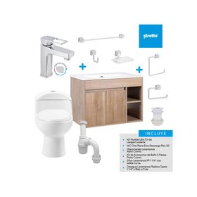 Mueble vanitorio Lille 70 cm lenga + WC + grifería + desagüe/sifón + accesorios