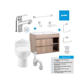Mueble vanitorio Paris 60 cm lenga + WC + grifería + desagüe/sifón + accesorios
