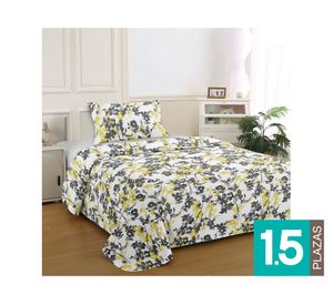Quilt Bruselas amarillo 1.5 plazas