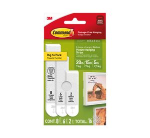 Tiras para colgar cuadros Rocky 16 pares blanco