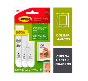 Tiras para colgar cuadros Rocky 16 pares blanco