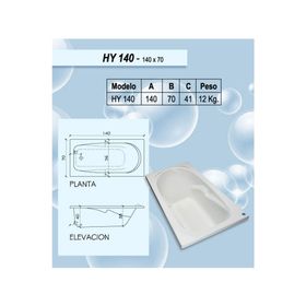 Tina 70x140 cm HY blanco Norglas.