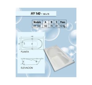 Tina 70x140 cm HY blanco Norglas.