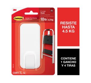 Gancho resiste 4.5 kg + 4 tiras adhesivas