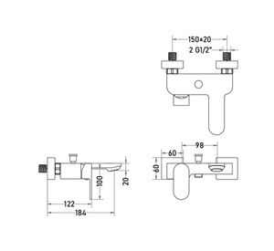 Monomando tina ducha Marina plateado Tebisa