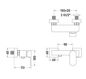 Monomando ducha receptáculo Marina plateado Tebisa