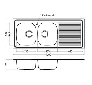 Lavaplatos sobreponer gris 15x50x120 cm