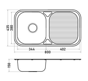 Lavaplatos empotrar gris 15x43.5x80 cm