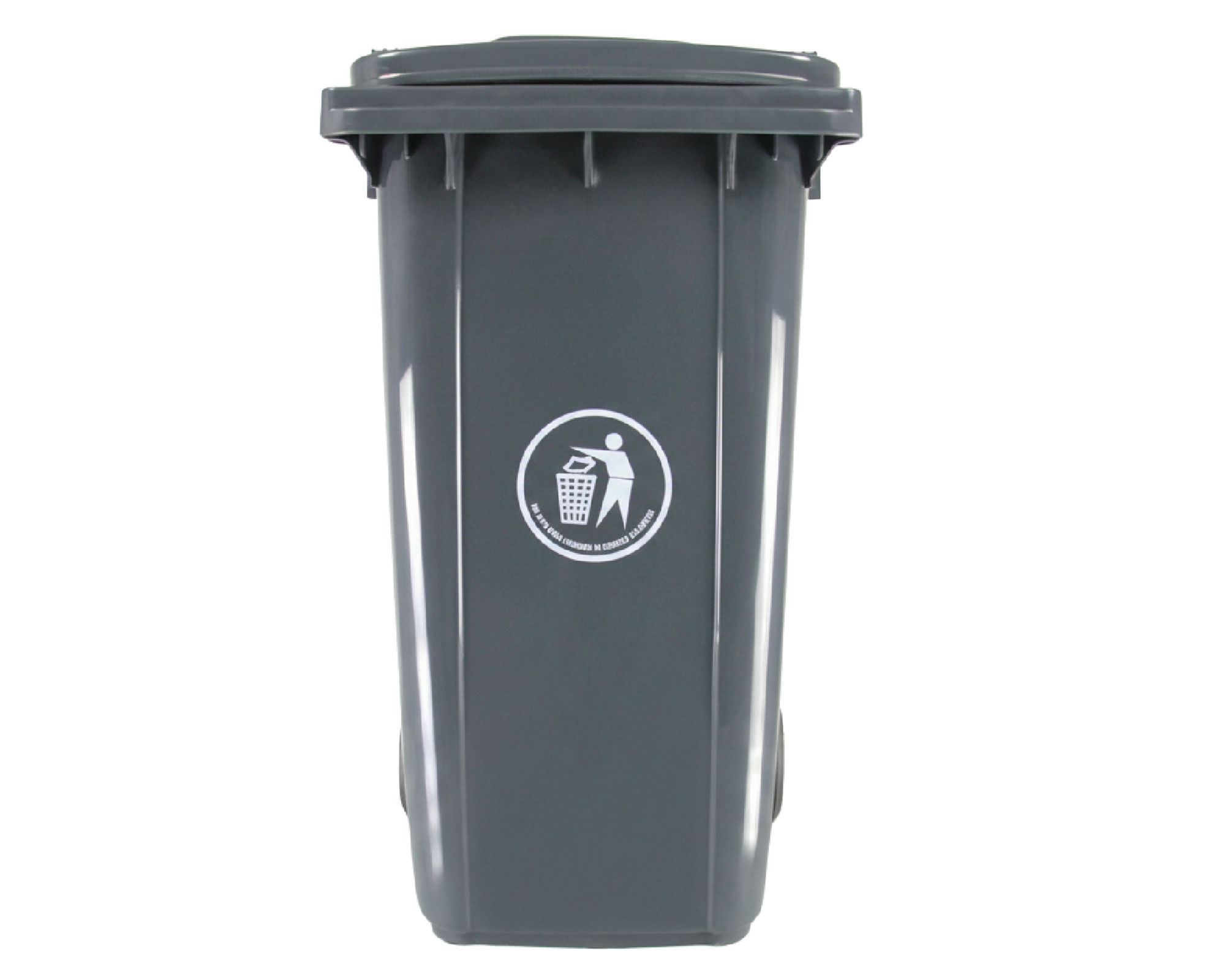 Basurero tapa y ruedas 240 litros industrial gris Cotidiana