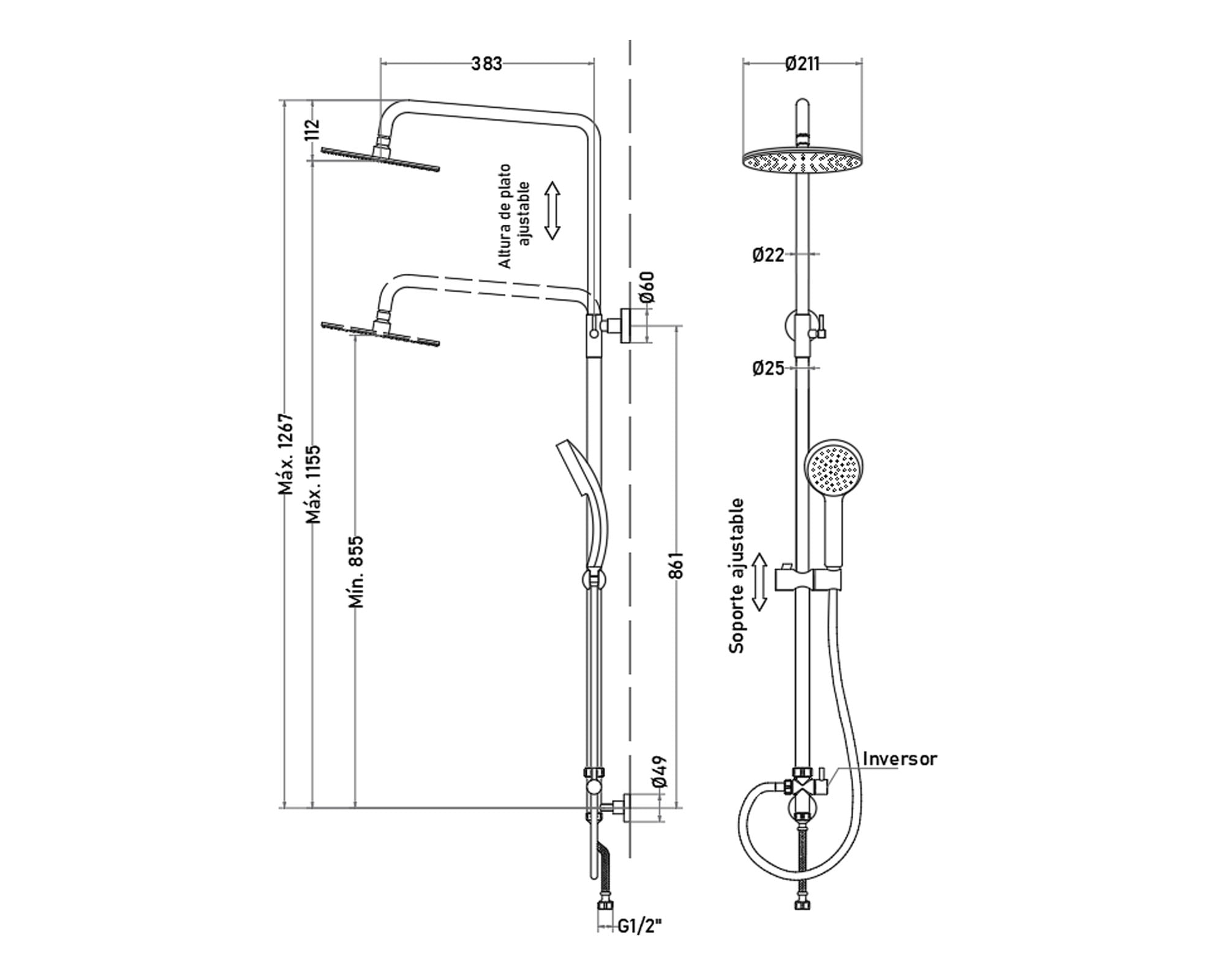 Columna de Ducha Vista Rio Tebisa