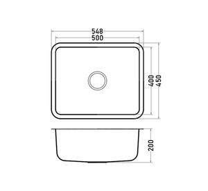 Lavaplatos bajo cubierta gris 50x40x20 cm