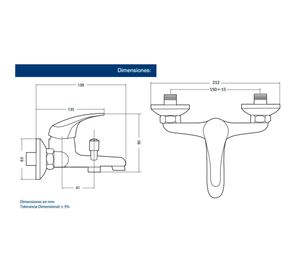 Monomando tina ducha Pronto cromado Fanaloza