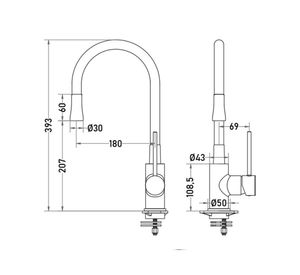 Monomando lavaplatos Oreste black