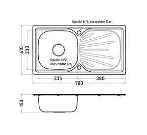 Lavaplatos empotrado derecha inox Barcelo