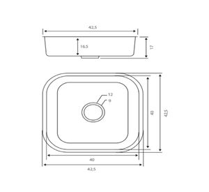 Lavaplatos bajo encimera 42.5x42.5 cm plateado Briggs