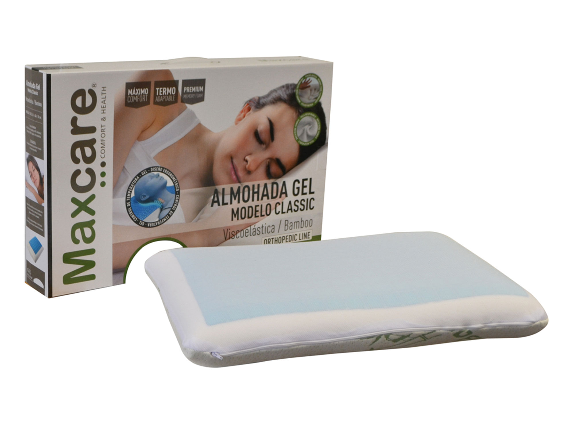 Maxcare Almohada viscoelástica 40x63 cm Bamboo gel Maxcare