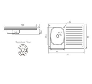 Lavaplatos sobreponer derecha 50x100 cm Briggs