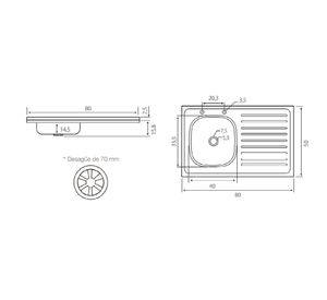 Lavaplatos sobreponer izquierda 80 cm Briggs